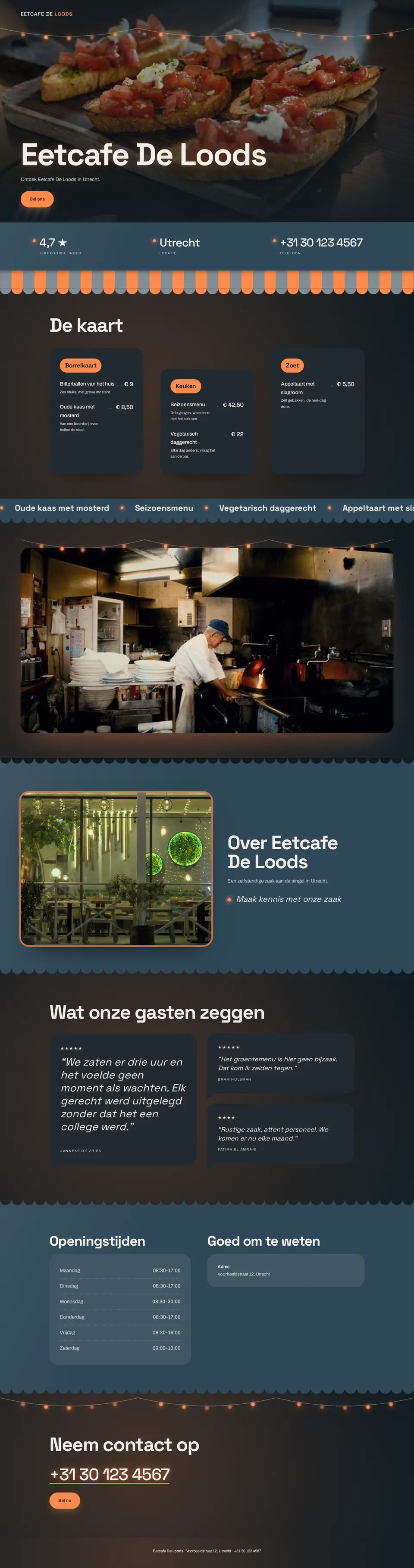 Voorbeeldontwerp voor een eetcafé: Eetcafe De Loods