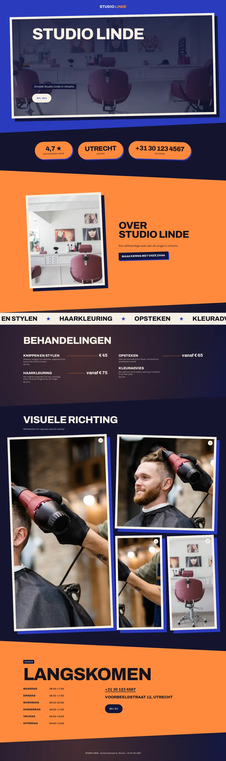 Voorbeeldontwerp voor een kapsalon: Studio Linde