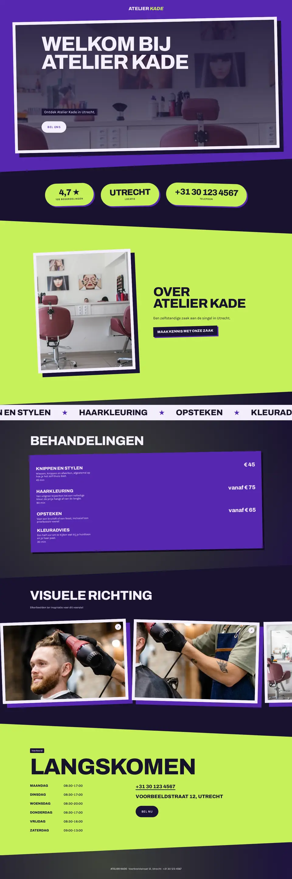 Voorbeeldontwerp voor een kapsalon