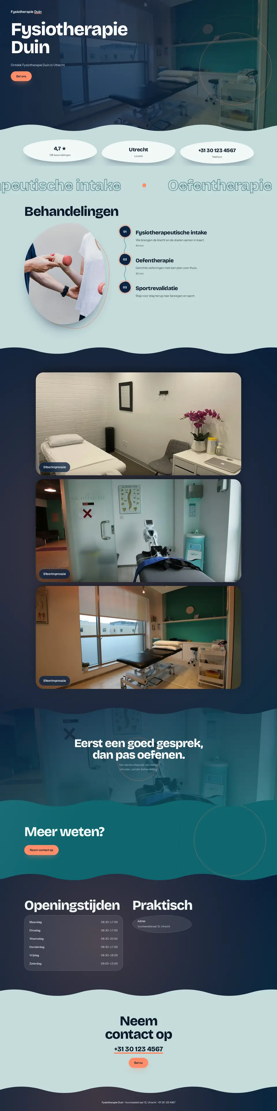 Voorbeeldontwerp voor een fysiotherapie: Fysiotherapie Duin